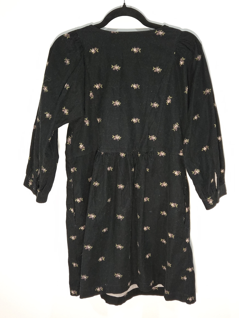 Madewell Sz Small Black Floral V-Neck Cotton Dress - Picture 6 of 9
